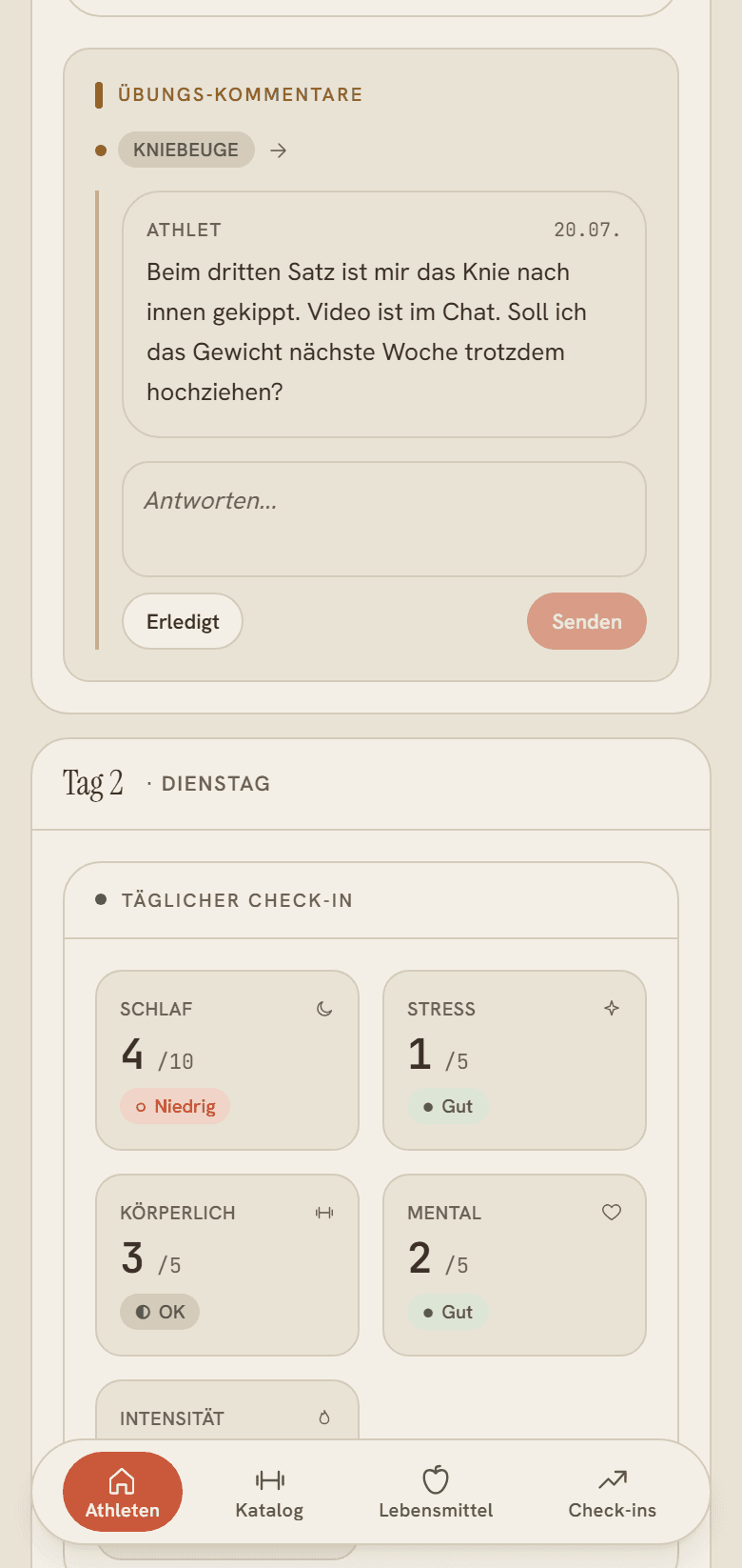 Feedback pro Übung